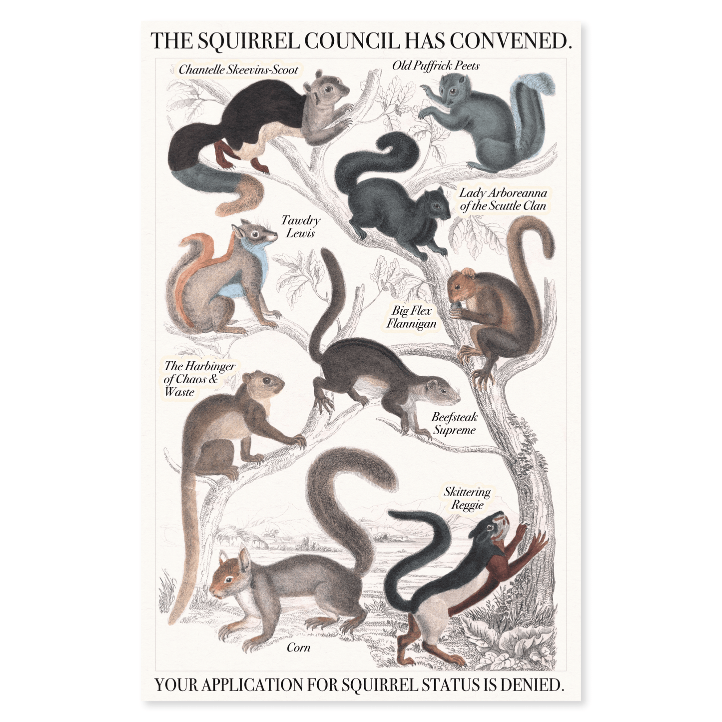 Arcane Bullshit Poster "Squirrel Council" Risograph Poster