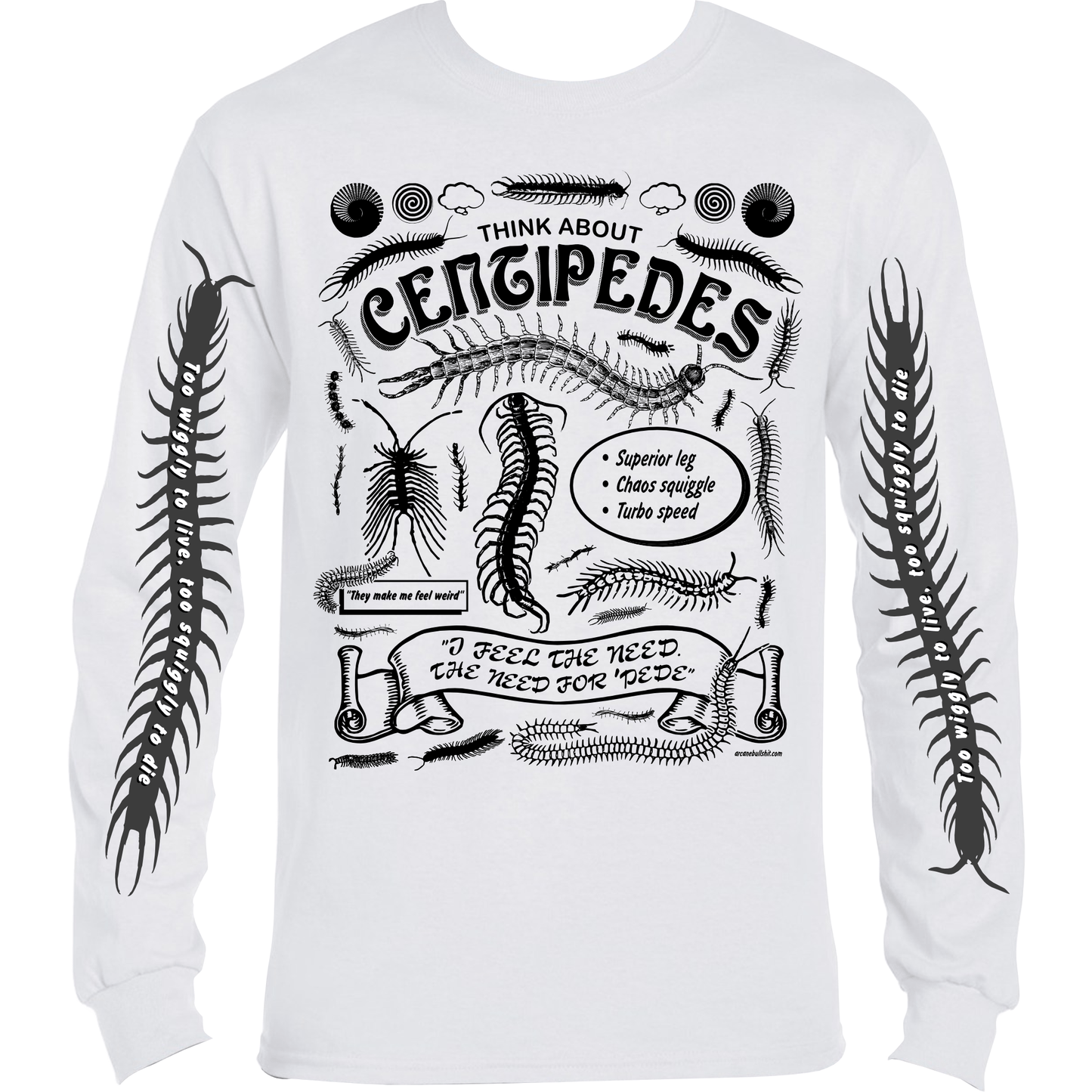 Arcane Bullshit Long-sleeved Tee white / XS "Centipede" Long-Sleeved t-shirt