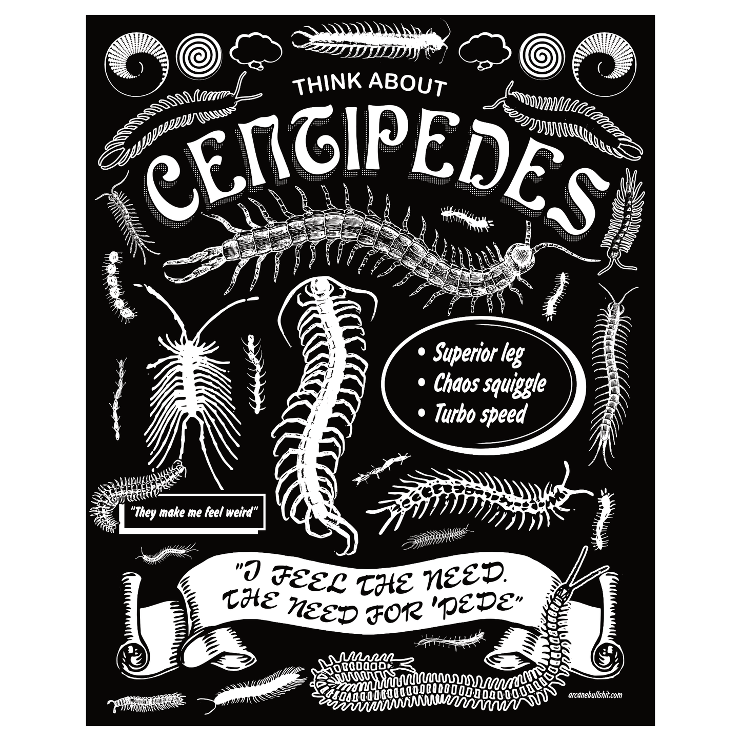 Arcane Bullshit Poster Centipede "CENTIPEDE/MILLIPEDE" Screen-Printed Posters