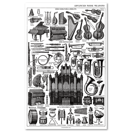 "Noise Weapons" Black-and-White Risograph Poster