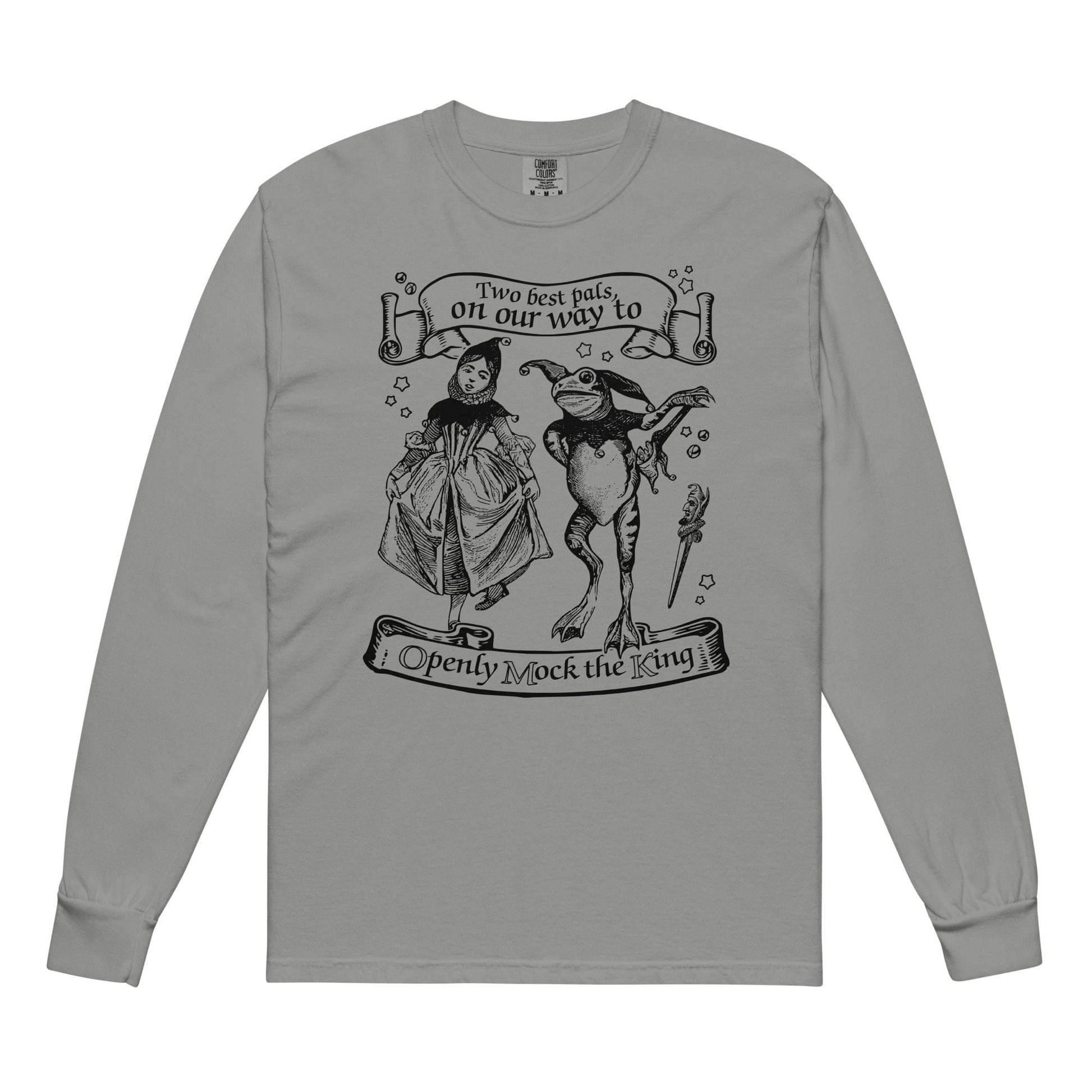 Arcane Bullshit Grey / S "Mock The King" Garment-dyed heavyweight long-sleeve shirt