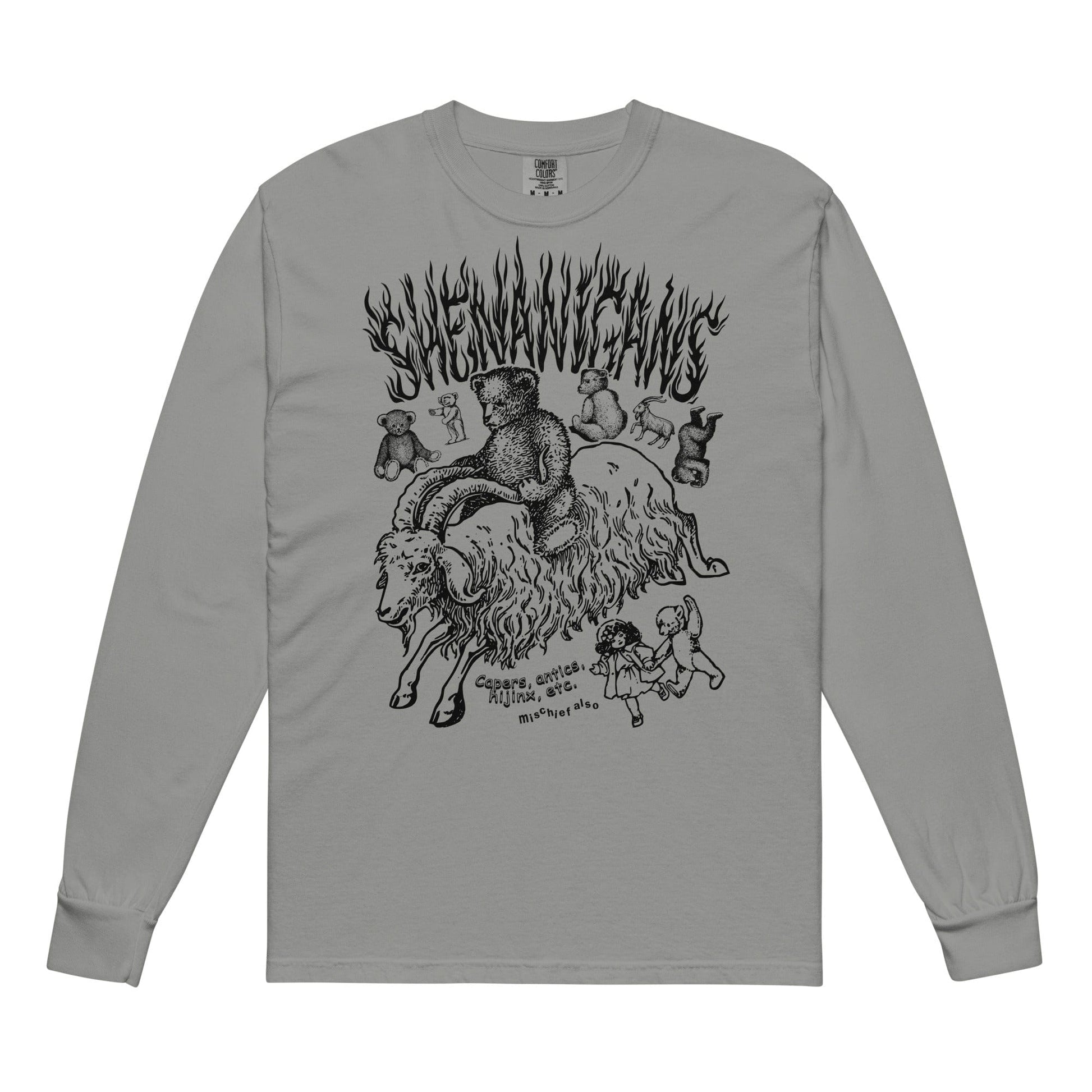 Arcane Bullshit Grey / S "Shenanigans" Garment-dyed heavyweight long-sleeve shirt