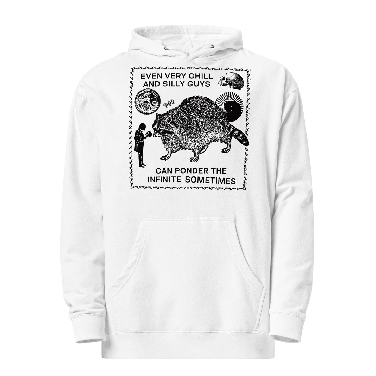 Arcane Bullshit Hoodie White / S "Ponder The Infinite" Unisex midweight hoodie