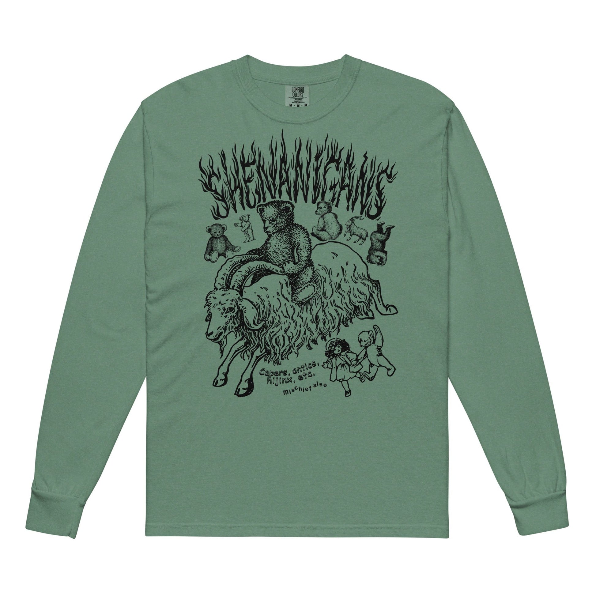 Arcane Bullshit Light Green / S "Shenanigans" Garment-dyed heavyweight long-sleeve shirt