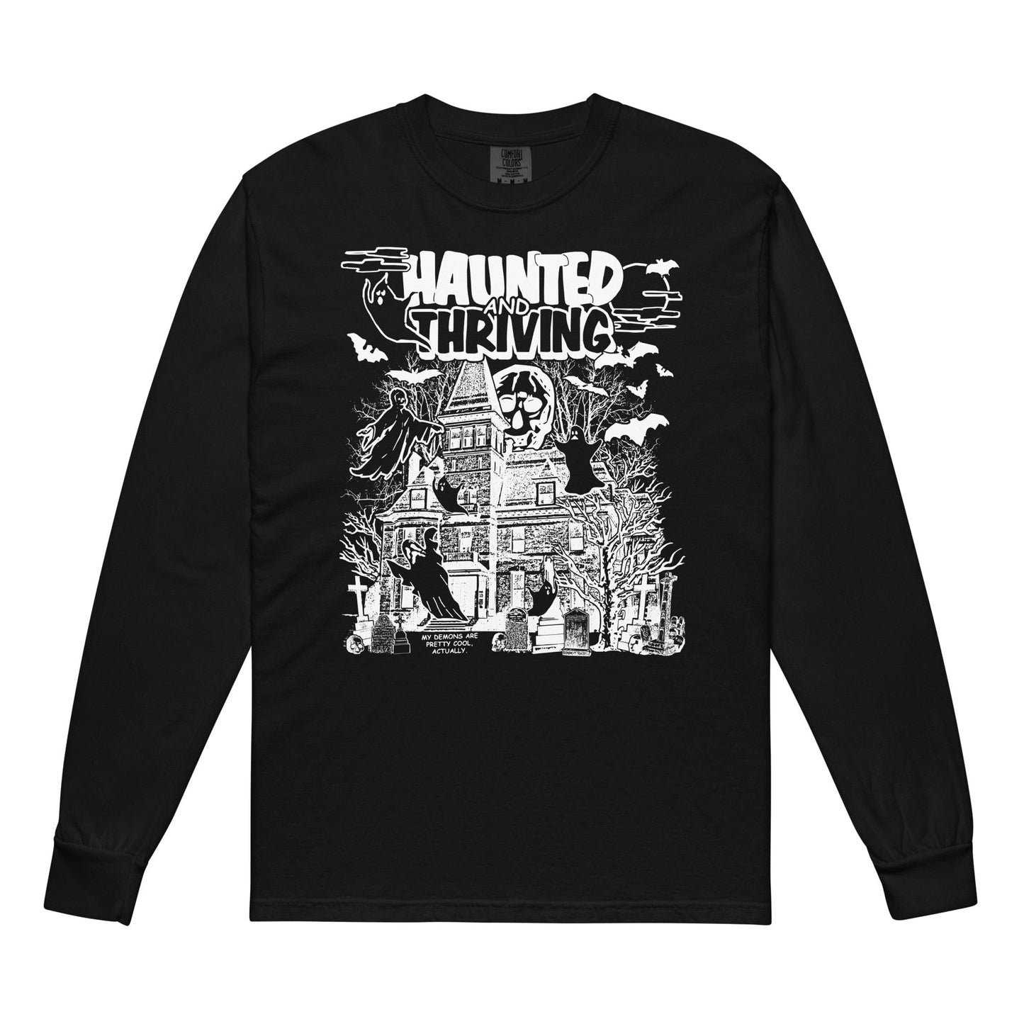 Arcane Bullshit Long-sleeved Tee Black / S "Haunted And Thriving" heavyweight long-sleeve shirt