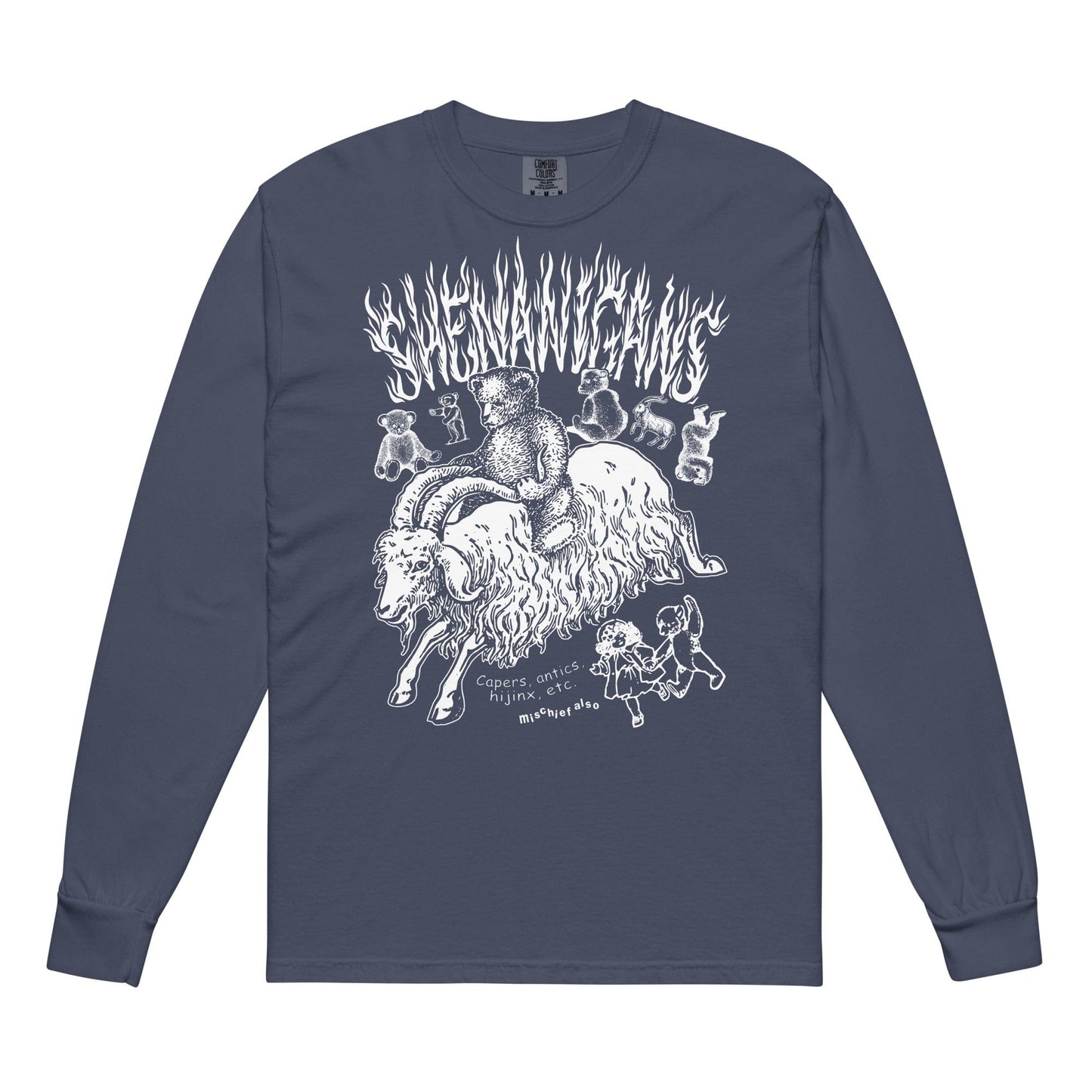 Arcane Bullshit Navy / S "Shenanigans" Garment-dyed heavyweight long-sleeve shirt