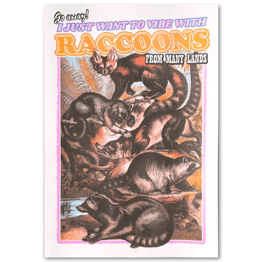 Arcane Bullshit Poster "Raccoons From Many Lands" Risograph Poster