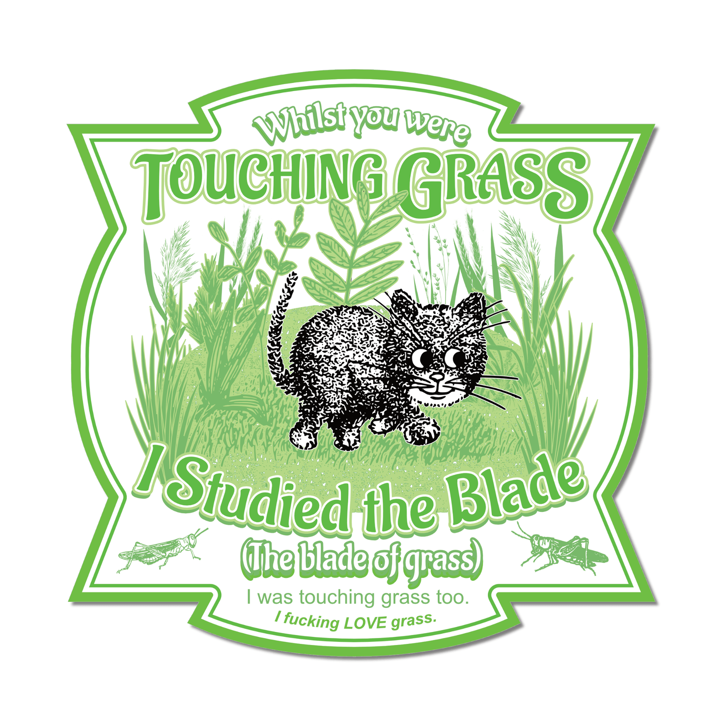 Arcane Bullshit Sticker "Touching Grass" Round Sticker