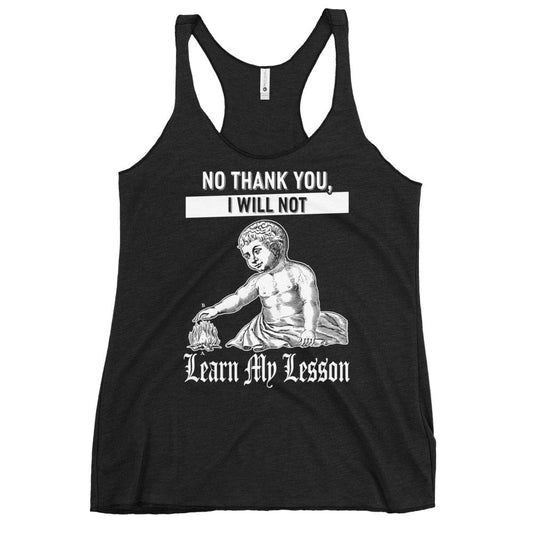 Arcane Bullshit Vintage Black / XS "Learn My Lesson" Women's Racerback Tank