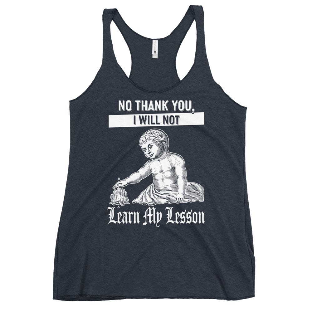 Arcane Bullshit Vintage Navy / XS "Learn My Lesson" Women's Racerback Tank