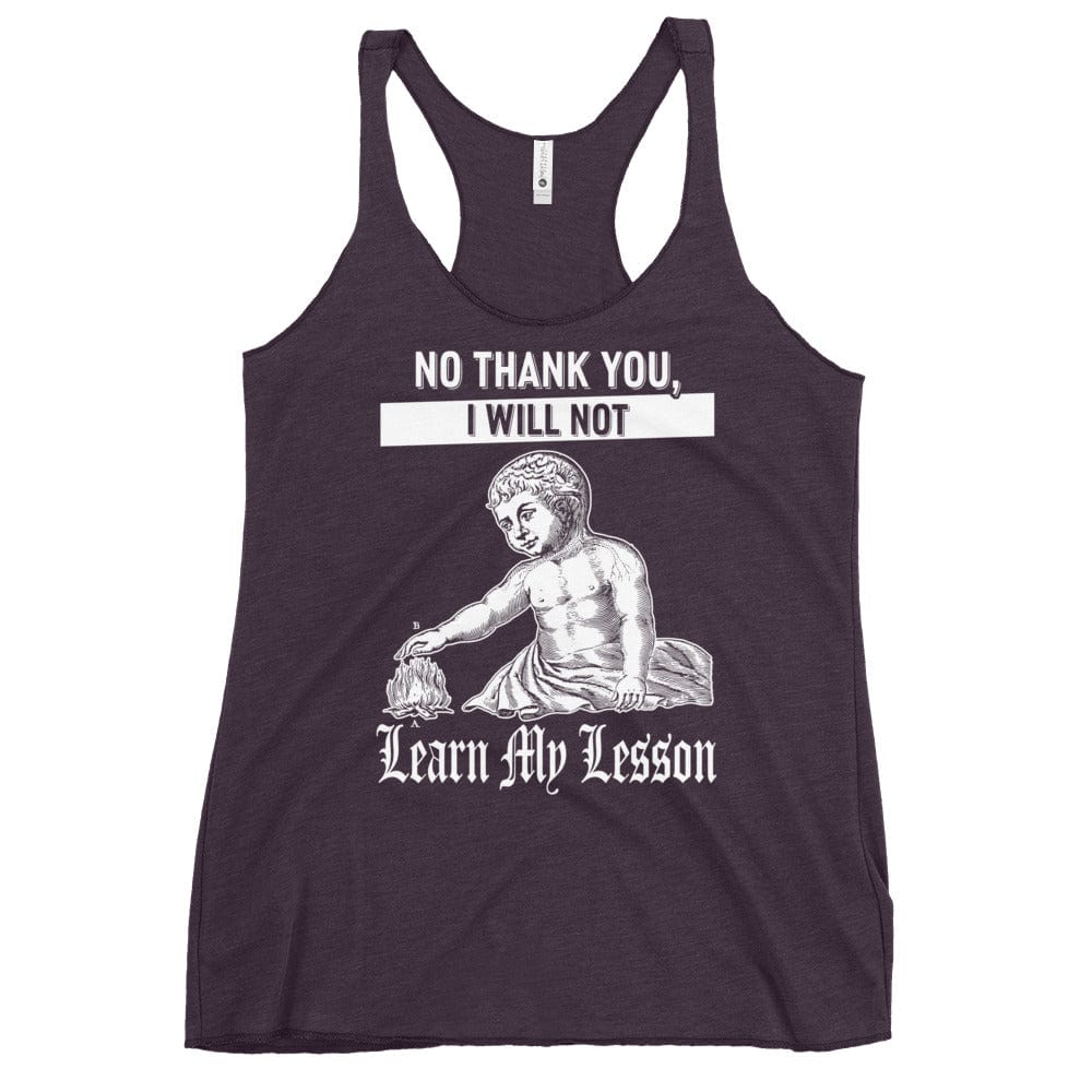 Arcane Bullshit Vintage Purple / XS "Learn My Lesson" Women's Racerback Tank