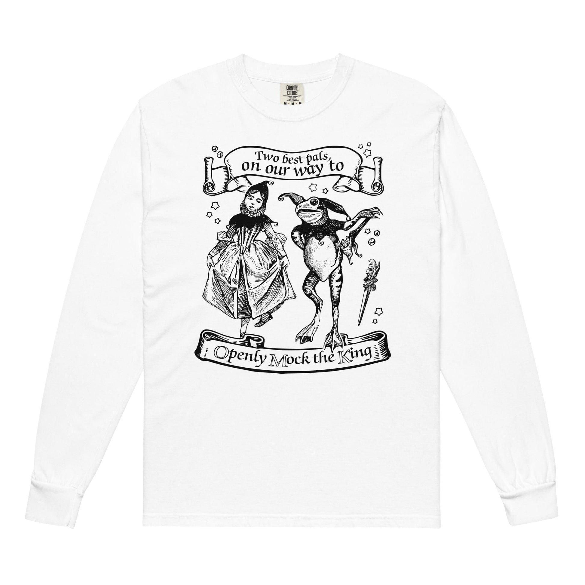 Arcane Bullshit White / S "Mock The King" Garment-dyed heavyweight long-sleeve shirt