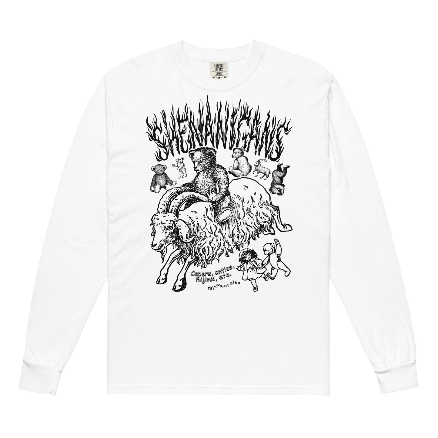 Arcane Bullshit White / S "Shenanigans" Garment-dyed heavyweight long-sleeve shirt