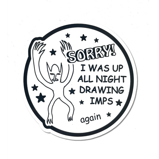 "Drawing Imps" Round Sticker