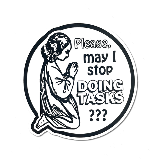 "Doing Tasks" Round Sticker