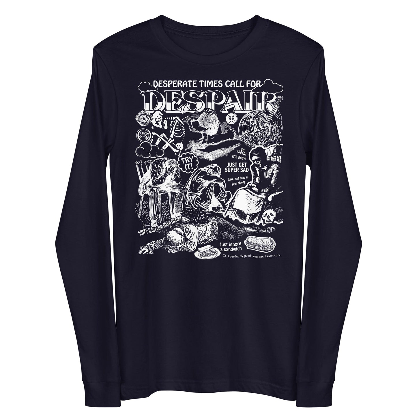 Arcane Bullshit Navy / XS "Despair" Unisex Long Sleeve Tee