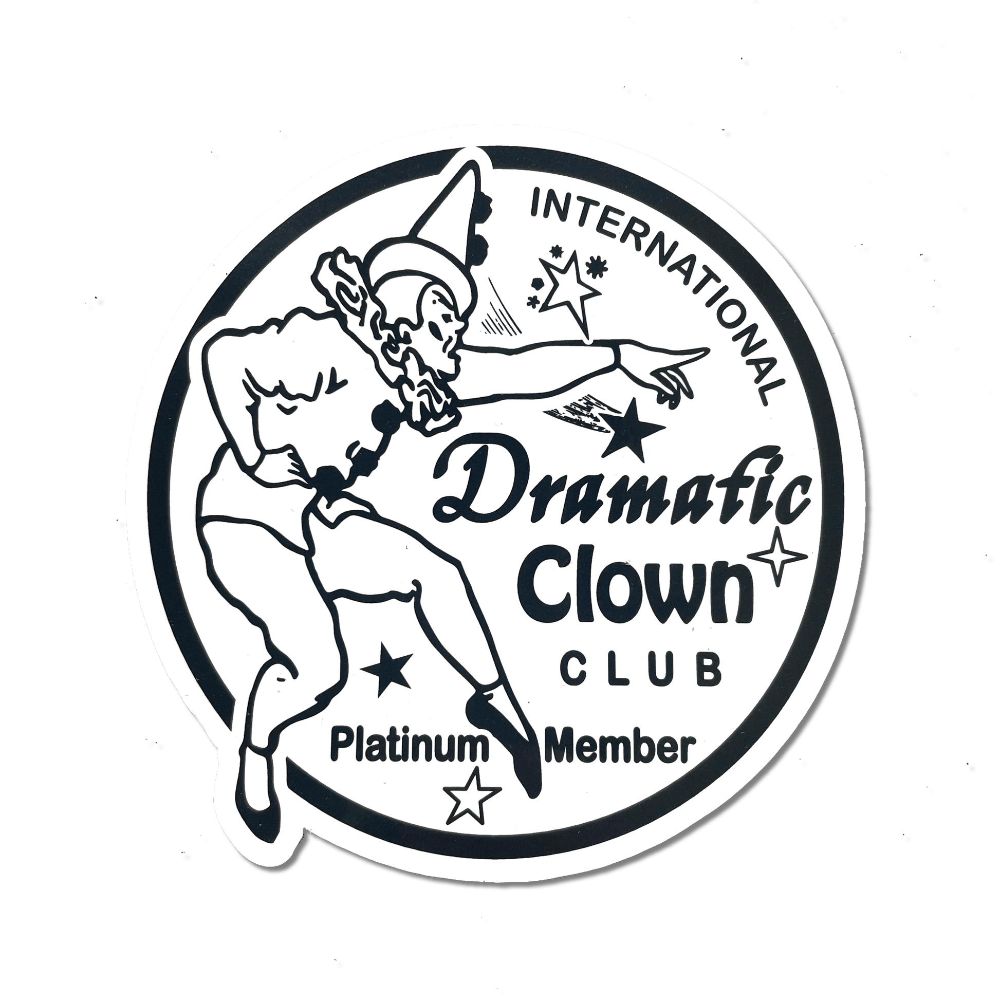 Arcane Bullshit Sticker "Dramatic Clown Club" Round Sticker